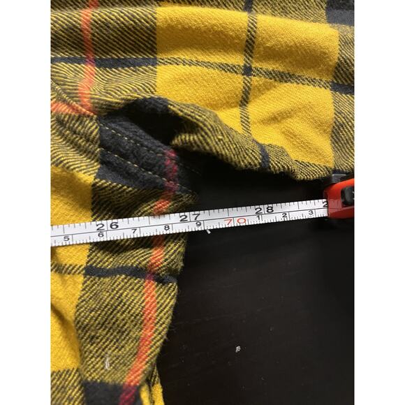 Amazon Essentials Men’s Flannel Yellow Black Long Sleeve Button Front - Picture 6 of 7